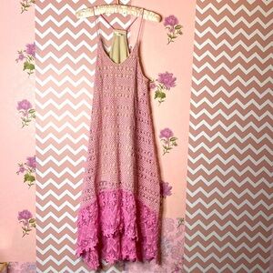 🌷 H&M 🌷 Pink Gradient Crochet Beach Dress